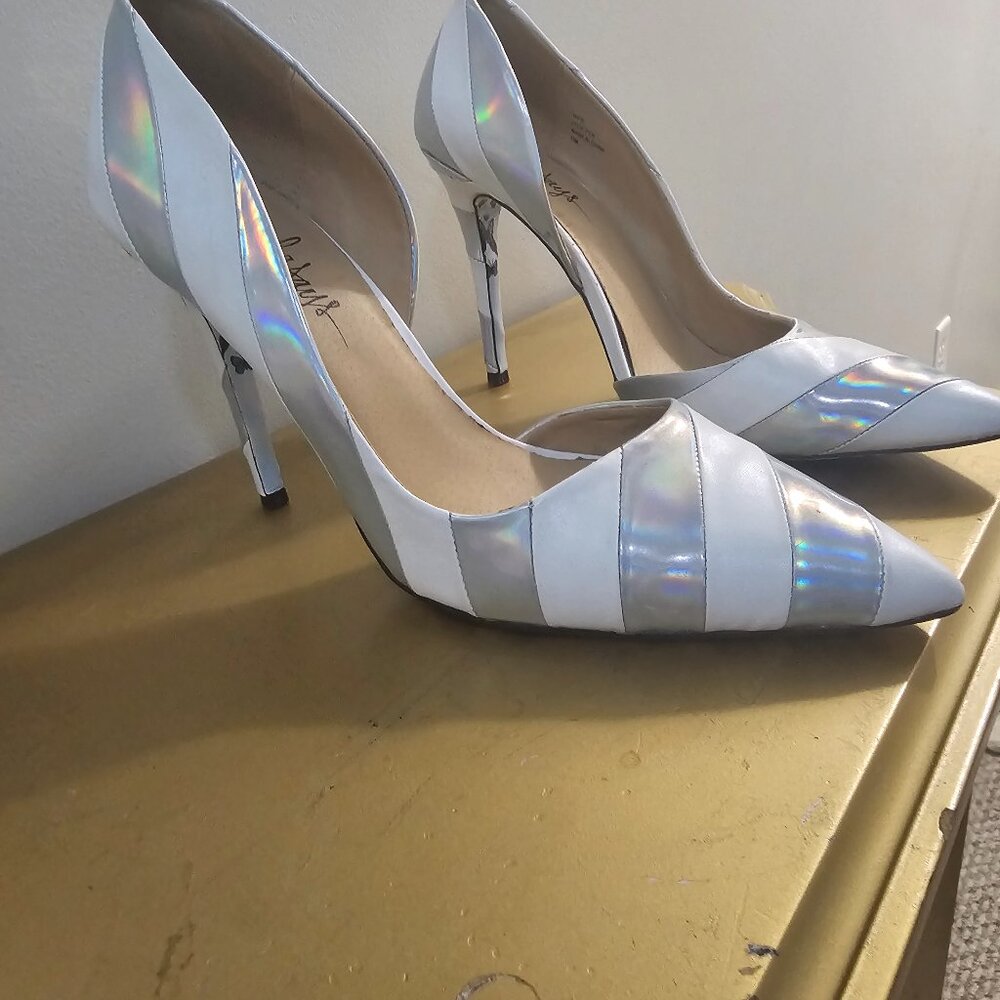 TAYLOR SAYS Miko Hologram Striped Stilettos